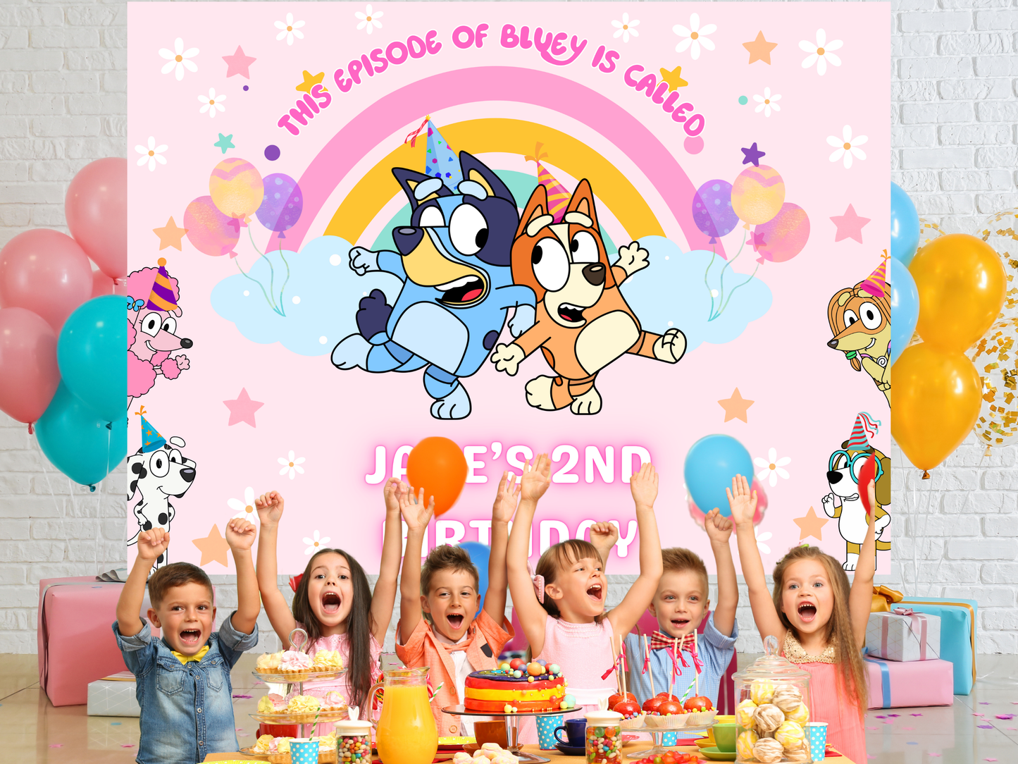 Customizable Bluey Birthday Backdrop Banner - Editable Bluey Party Banner - Birthday Party Sign Banner Bluey Party - Digital Prints