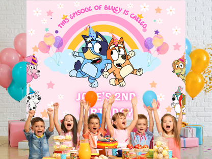 Customizable Bluey Birthday Backdrop Banner - Editable Bluey Party Banner - Birthday Party Sign Banner Bluey Party - Digital Prints