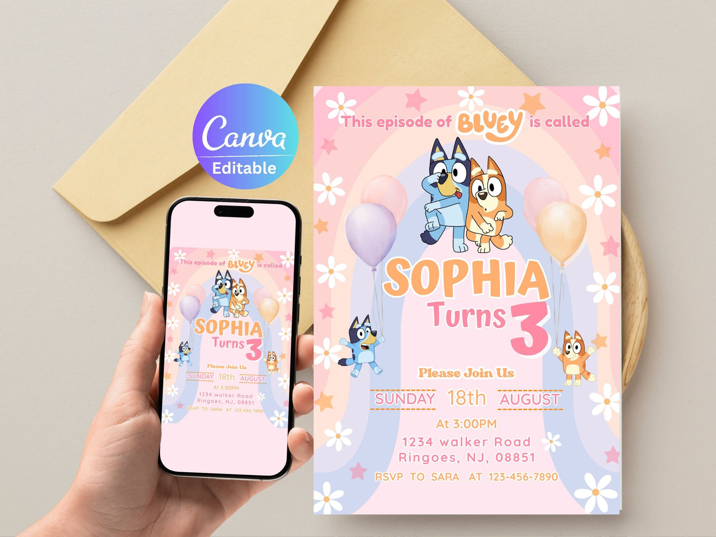 Customizable Bluey Birthday Invitation Card - Editable Bluey Party Invitation - Printable Bluey Birthday Template - Digital Prints