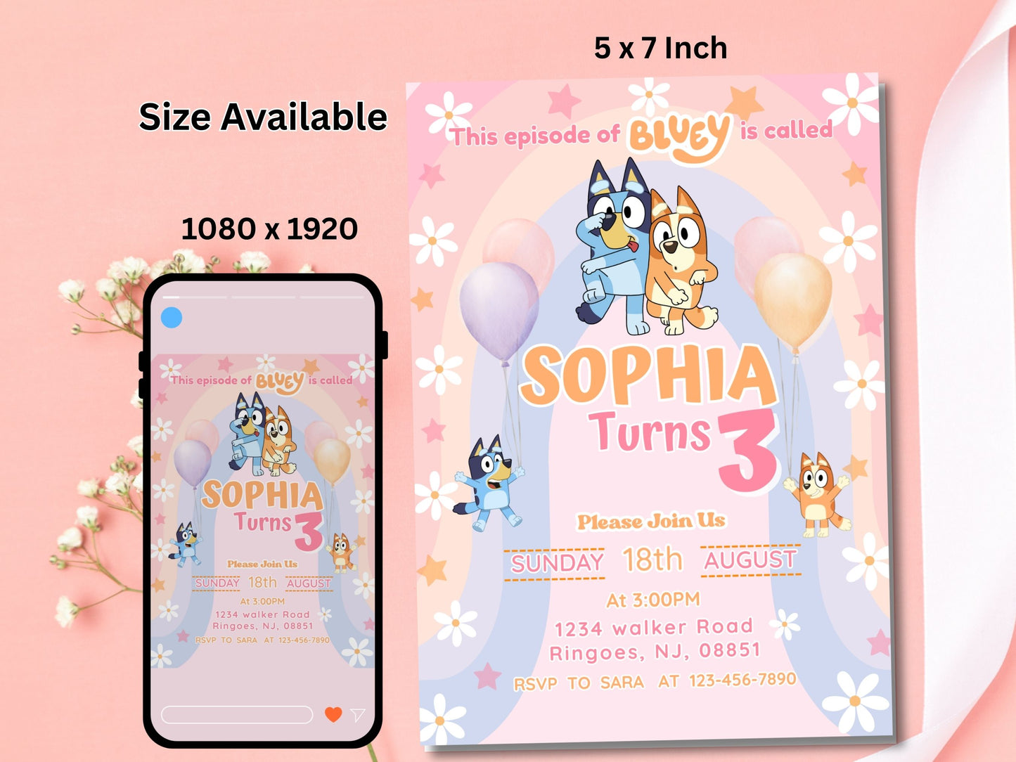 Customizable Bluey Birthday Invitation Card - Editable Bluey Party Invitation - Printable Bluey Birthday Template - Digital Prints