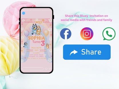 Customizable Bluey Birthday Invitation Card - Editable Bluey Party Invitation - Printable Bluey Birthday Template - Digital Prints