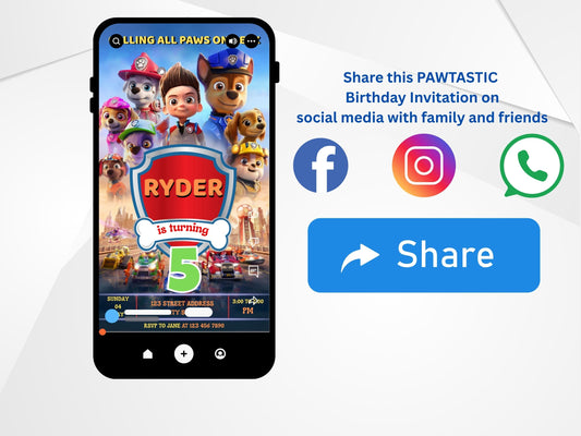 Paw Patrol Birthday Invitation | Editable Paw Patrol Invite | Paw Patrol Kid Party Invite  | Instant Digital Download