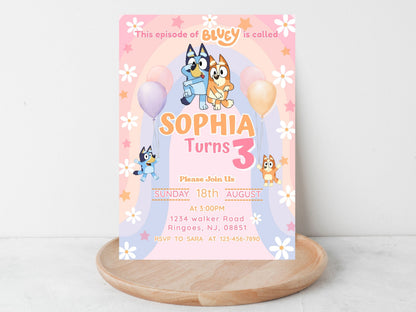 Customizable Bluey Birthday Invitation Card - Editable Bluey Party Invitation - Printable Bluey Birthday Template - Digital Prints