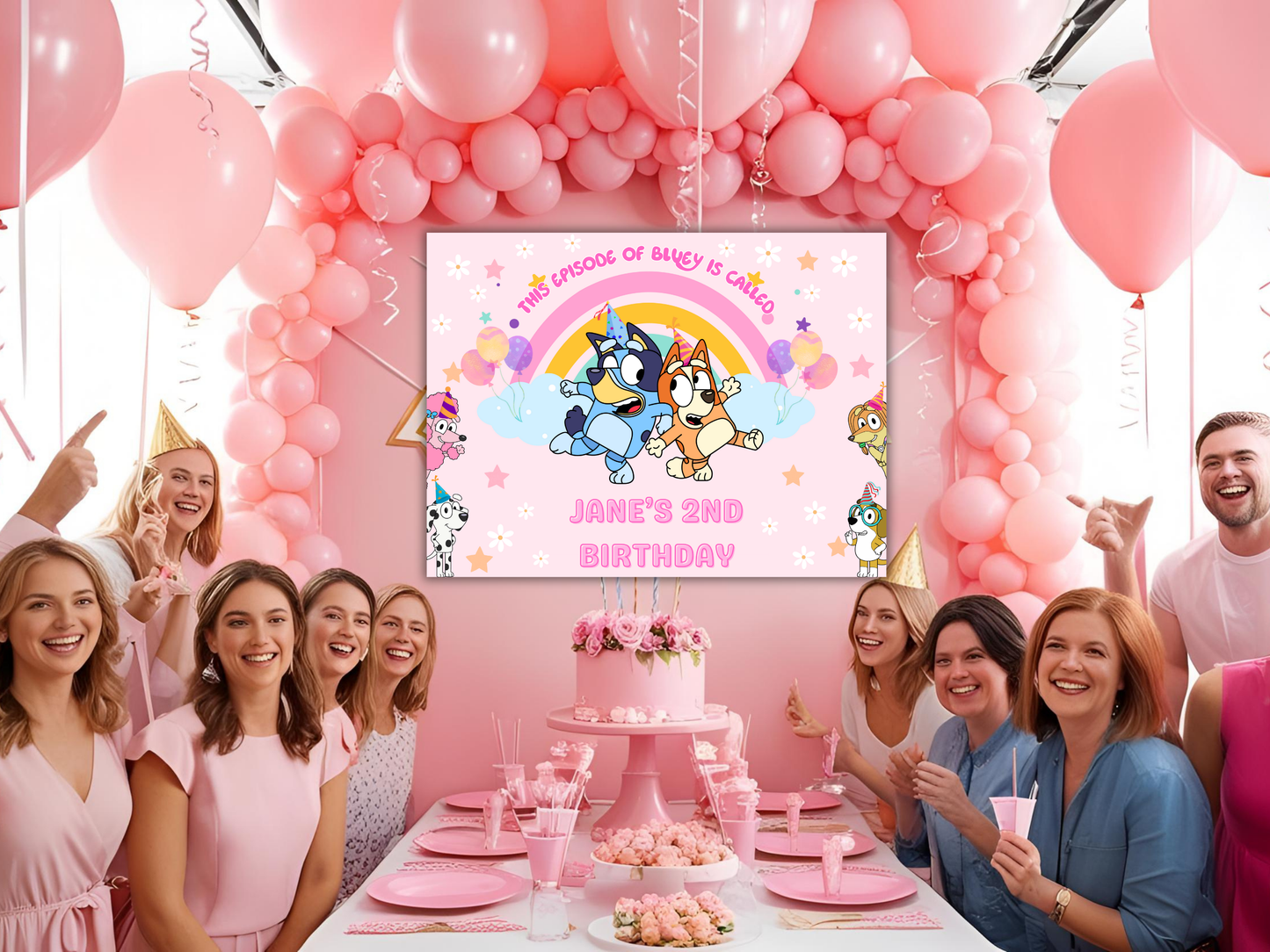 Customizable Bluey Birthday Backdrop Banner - Editable Bluey Party Banner - Birthday Party Sign Banner Bluey Party - Digital Prints