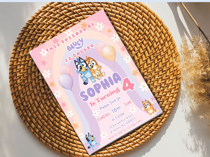 Customizable Bluey Birthday Invitation Card - Editable Bluey Party Invitation - Printable Bluey Birthday Template - Digital Prints
