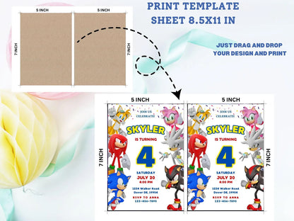 Customizable Sonic Birthday Invitation Card | Editable Sonic Party evite | Instant Download | Sonic the Hedgehog Invitation